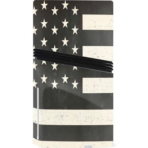 Black & White USA Flag PS5 Pro Disk Console Skin